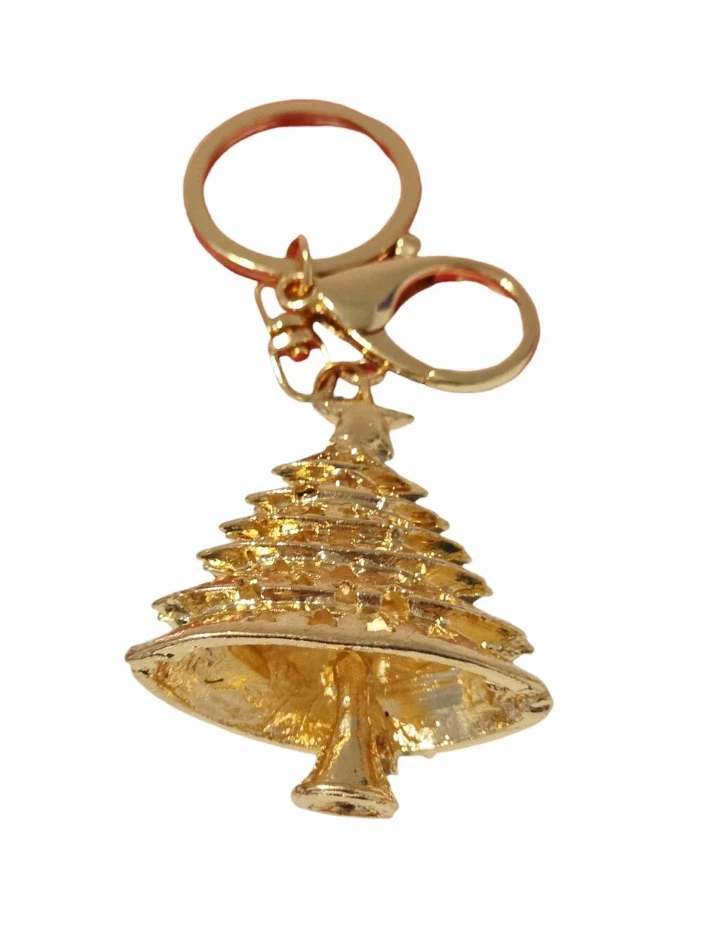Holiday Christmas Tree Keychain Bag Charm Crystals Gold-tone - NWT